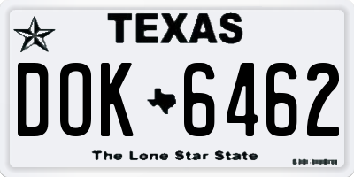 TX license plate DOK6462