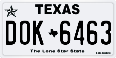 TX license plate DOK6463