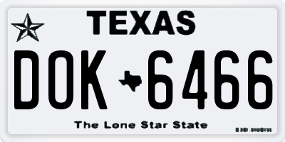 TX license plate DOK6466