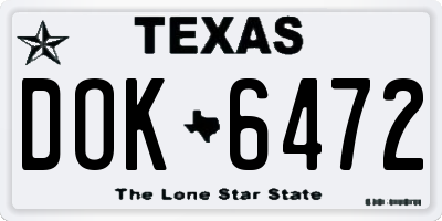 TX license plate DOK6472