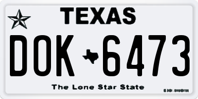 TX license plate DOK6473