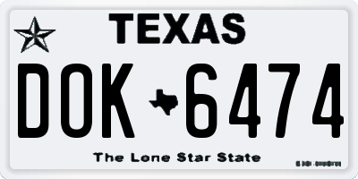 TX license plate DOK6474