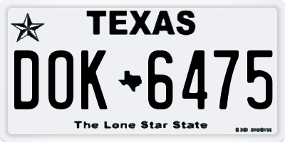 TX license plate DOK6475