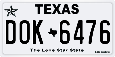 TX license plate DOK6476