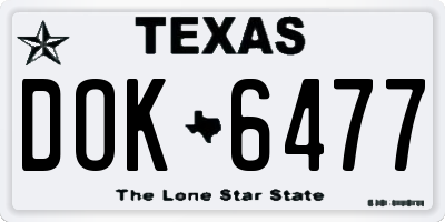 TX license plate DOK6477
