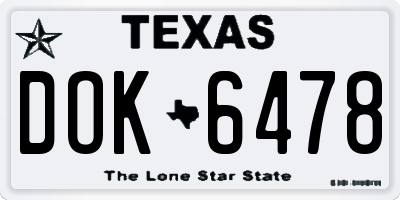 TX license plate DOK6478