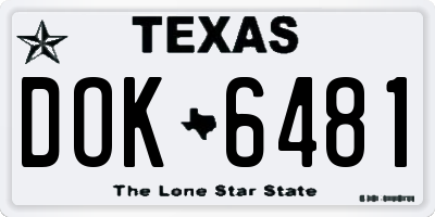 TX license plate DOK6481