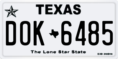 TX license plate DOK6485