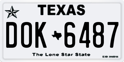TX license plate DOK6487