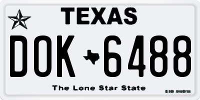 TX license plate DOK6488