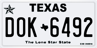 TX license plate DOK6492
