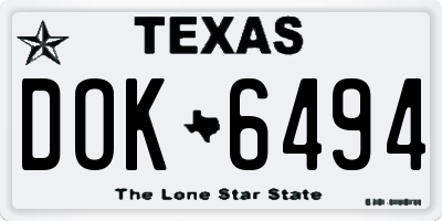 TX license plate DOK6494