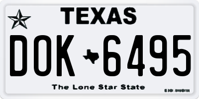 TX license plate DOK6495