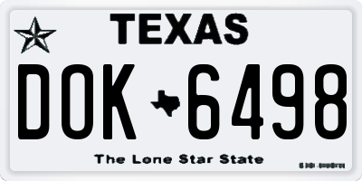 TX license plate DOK6498