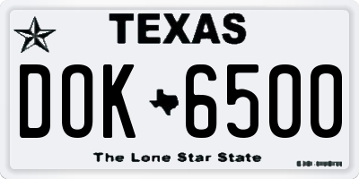 TX license plate DOK6500