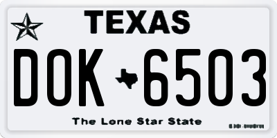 TX license plate DOK6503