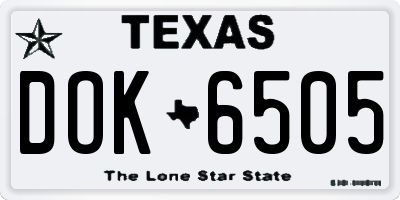 TX license plate DOK6505
