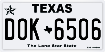 TX license plate DOK6506