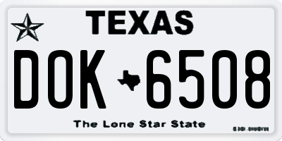 TX license plate DOK6508