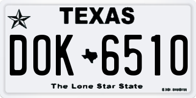 TX license plate DOK6510