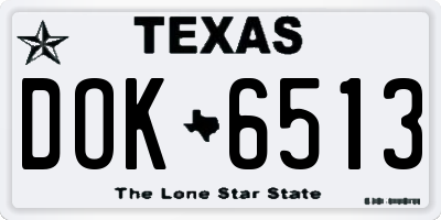 TX license plate DOK6513