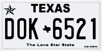 TX license plate DOK6521