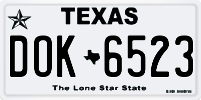 TX license plate DOK6523