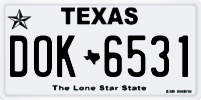 TX license plate DOK6531