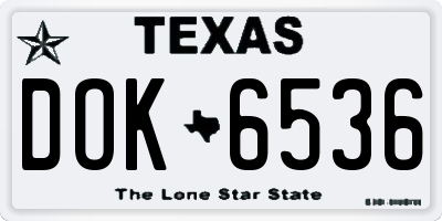 TX license plate DOK6536
