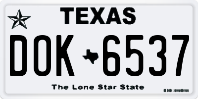TX license plate DOK6537