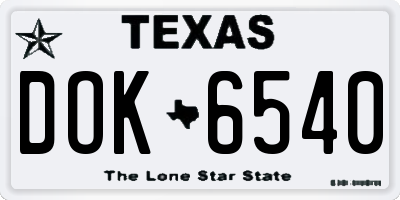 TX license plate DOK6540