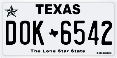 TX license plate DOK6542