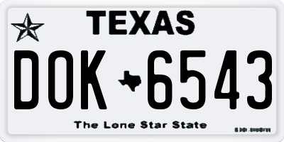 TX license plate DOK6543