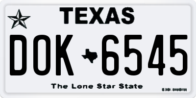 TX license plate DOK6545
