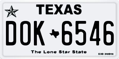 TX license plate DOK6546
