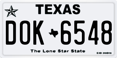 TX license plate DOK6548