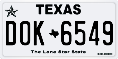 TX license plate DOK6549