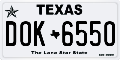 TX license plate DOK6550