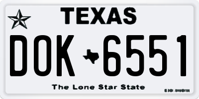 TX license plate DOK6551