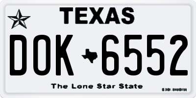 TX license plate DOK6552