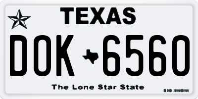 TX license plate DOK6560