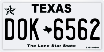 TX license plate DOK6562