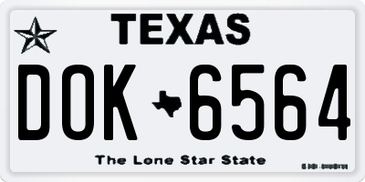 TX license plate DOK6564
