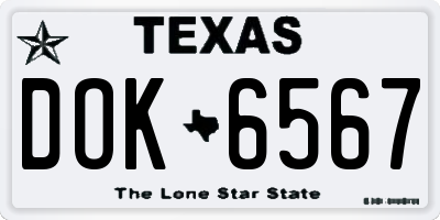 TX license plate DOK6567