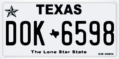 TX license plate DOK6598