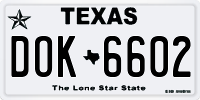 TX license plate DOK6602