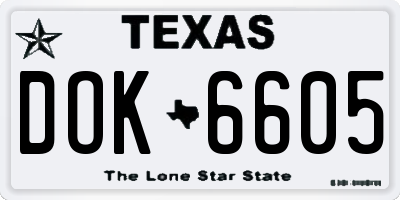 TX license plate DOK6605