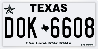 TX license plate DOK6608