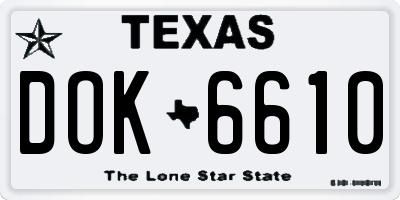 TX license plate DOK6610