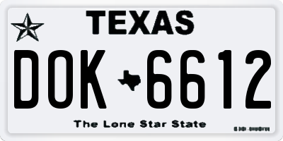 TX license plate DOK6612